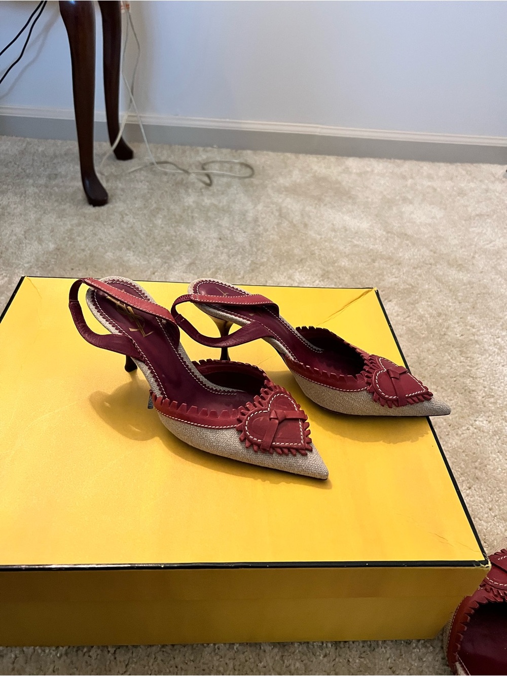 VTG Archival YSL Red‎ Heart Slingback Heels. Limited Edition. Never Worn - Picture 3 of 7